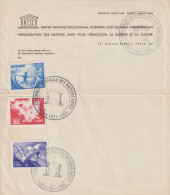 1951/52 - ASSEMBLEE GENERALE NATIONS UNIES à PARIS VIGNETTES UNESCO Sur FEUILLET - Lettres & Documents