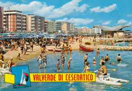 CARTOLINA  VALVERDE DI CESENATICO,CESENA,EMILIA ROMAGNA-ALBERGHI E SPIAGGIA-ESTATE,LUNGOMARE,VACANZA,VIAGGIATA 1975 - Cesena