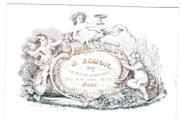 Belgique "Carte Porcelaine" Porseleinkaart,J. Simon, Neg En Vins Et Spiritueux, Gand, Gent, Dim:107x72mm - Porseleinkaarten