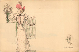 PC ARTIST SIGNED, HENRI BOUTET, ART NOUVEAU, LADY, Vintage Postcard (b49560) - Boutet