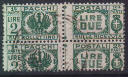 LUOGOTENENZA 1946 PACCHI POSTALI COPPIA 2 L VARIETA' N.64l US. CERT. NON QUOTATO - Oblitérés