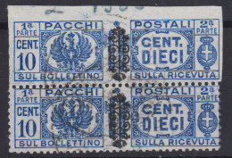 LUOGOTENENZA 1945 PACCHI COPPIA 10 CENT. VARIETA' N.49fa USATA CERT. NON QUOTATO - Oblitérés