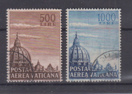 VATICANO 1953 POSTA AEREA BASILICA SAN PIETRO CUPOLONI 2 VALORI USATI - Used Stamps