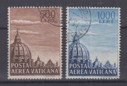 VATICANO 1953 POSTA AEREA BASILICA SAN PIETRO CUPOLONI 2 VALORI USATI - Used Stamps