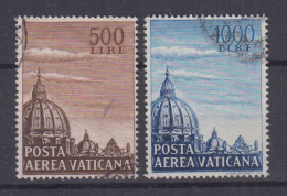 VATICANO 1953 POSTA AEREA BASILICA SAN PIETRO CUPOLONI 2 VALORI USATI - Used Stamps