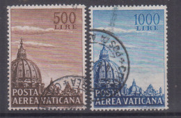 VATICANO 1953 POSTA AEREA BASILICA SAN PIETRO CUPOLONI 2 VALORI USATI - Used Stamps