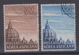 VATICANO 1953 POSTA AEREA BASILICA SAN PIETRO CUPOLONI 2 VALORI USATI - Used Stamps