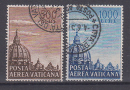 VATICANO 1953 POSTA AEREA BASILICA SAN PIETRO CUPOLONI 2 VALORI USATI - Oblitérés