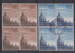 VATICANO 1953 POSTA AEREA BASILICA SAN PIETRO QUARTINA 500 L. FIL. LETTERE USATA - Oblitérés