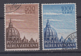 VATICANO 1953 POSTA AEREA BASILICA SAN PIETRO CUPOLONI 2 VALORI USATI - Oblitérés