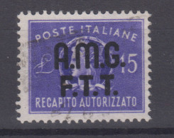 TRIESTE ZONA A 1949 RECAPITO AUTORIZZATO 15 LIRE VIOLETTO N.3 USATO - Used