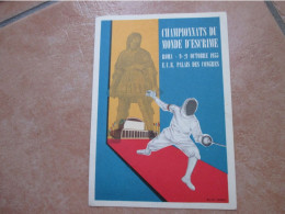 1955 Championnat Du Monde D'escrime ROMA Cartolina Ufficiale Illustratore ELIO TOMEI + Annullo Speciale - Schermen