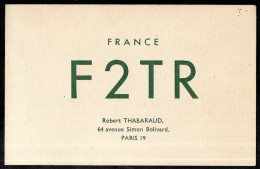 1959 Carte QSL F2TR Tobert Thabaraud Avenue Simon Bolivard 75019 Paris - Other & Unclassified