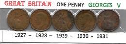 GRANDE-BRETAGNE  GEORGES V   Penny   5 Années Consécutives 1927 à 1931  TB - Autres & Non Classés