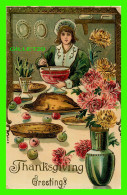 THANKSGIVING GREETINGS - EMBOSSED - FOODS ON THE TABLE - SERIE 0759 - - Thanksgiving