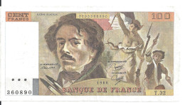 FRANCE 100 FRANCS 1980 VF P 154 B - 100 F 1978-1995 ''Delacroix''