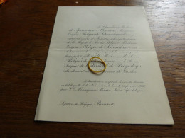 I20-8 Invitation Mariage Sonia Robyns De Schneidauer Baron Jacques De Wykerslooth De Rooyesteyn 1926 Bucarest - Mariage