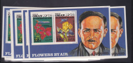 State Of Oman 19 X Block Postfr./mnh Blumen Flowers Lockeed Aviation - Helicopters