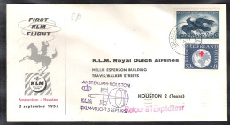 First KLM Flight Amsterdam-Houston 3-9-1957 - Poste Aérienne