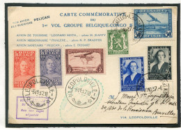 1937 PELICAN Vlucht LEOPOLDVILLE - Gefr. 3Fr PA10 + Nrs 136/137 + Belgische 50c LP1 +  425 - 456/457 - Briefe U. Dokumente
