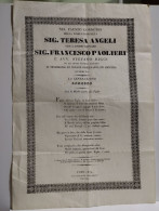 Sonetto Wedding Nozze ANGELI - PAOLIERI, Avv. Stefano Ricci, Todi 1839. - Annunci Di Nozze