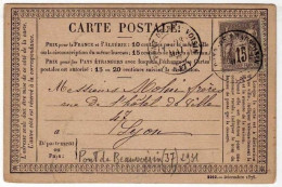 !!! CARTE PRECURSEUR TYPE SAGE, CACHET DE PONT DE BEAUVOISIN ( ISERE ) 1877 - Cartes Précurseurs