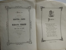 Sonetto Wedding Nozze FRIGGERI - ANGELI  Perugia - Todi 1872. Teresa Angeli Nei Paolieri - Mariage