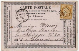 !!! CARTE PRECURSEUR CERES, CACHET DE ST AIGNAN SUR CHER  (LOIR ET CHER) 1875 - Cartes Précurseurs