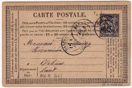 !!! CARTE PRECURSEUR TYPE SAGE, CACHET DE MER (LOIR ET CHER) 1877 EN L'ETAT - Cartes Précurseurs