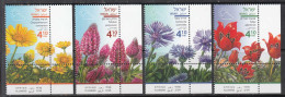 2018 Israel Spring Flowers Complete Set Of 4 With Tabs  MNH @ BELOW FACE VALUE - Unused Stamps (with Tabs)