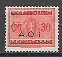 COLONIE ITALIANE A.O.I. 1939-40 SEGNATASSE D'ITALIA DEL 1934 SOPRASTAMPATI SASS. 5  MLH VF - Africa Oriental Italiana
