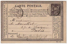 !!! CARTE PRECURSEUR TYPE SAGE CACHET DE CHANTENAY SUR LOIRE (LOIRE ATLANTIQUE) 1876 - Cartes Précurseurs