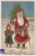 Joyeux Noël CPA 1908 Santa Claus Père Sapin Cadeau Hotte Poupée Jouet - Suède Father Christmas Postcard Embossed A40-14 - Santa Claus