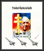028g Charles De Gaulle Haute-Volta N°413 Surcharge Concorde Déplacée Overprint Deluxe Bloc Miniature Sheet Neuf ** MNH - De Gaulle (Generaal)