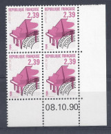 PREOBLITERE N° 211 - PIANO - BLOC De 4 COIN DATE - NEUF SANS CHARNIERE - 8/10/90 - Precancels