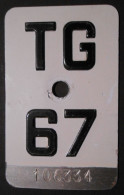 Velonummer Mofanummer Thurgau TG 67, Erste TG Töfflinummer Weiss ! - Number Plates