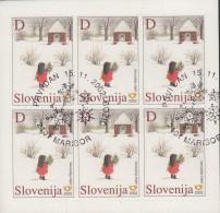 SLOWENIEN  414, Teil-Markenheftchen (6 Marken), Gestempelt, Weihnachten/Neujahr, 2002 - Slovenia