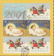 SLOWENIEN  3x 330, 2x 331, Teil-Markenheftchen (5 Marken), Gestempelt, Weihnachten/Neujahr, 2000 - Slovenia
