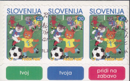 SLOWENIEN  291, Teil-Markenheftchen (3 Marken), Gestempelt, Kinderbuchfiguren, 2000 - Slovenia