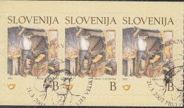 SLOWENIEN  390, Teil-Markenheftchen (3 Marken), Gestempelt, Kinderbuchillustrationen, 2002 - Slovenia