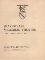Shakespeare Birthday Festival WW2 1939 Stratford Memorial Theatre Programme - Programs