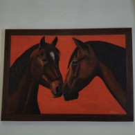 CHEVAUX Tableau Peinture Acrylique Sur Toile - Acrilicos