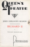 Richard II John Gielgud 1937 Queens Theatre London Shakespeare Programme - Programs