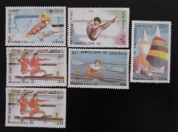 SD)1991.LAOS, BARCELONA SPAIN OLYMPIC GAMES, SWIMMING, TRAMPOLINE, ROWING, SAILING, MNH - Laos