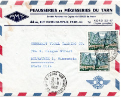 70152 - Frankreich - 1966 - 2@50c Moustiers A LpBf PARIS -> Milwaukee, WI (USA) - Lettres & Documents