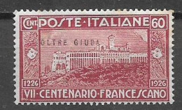 COLONIE ITALIANE OLTRE GIUBA 1926  SAN FRANCESCO  SASS.26  MLH VF - Oltre Giuba