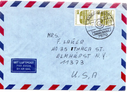70157 - Bund - 1985 - 2@80Pfg B&S A LpBf BADEN-BADEN - ... -> Elmhurst, NY (USA) - Briefe U. Dokumente
