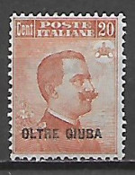 COLONIE ITALIANE OLTRE GIUBA 1925  FRANCOBOLLI D'ITALIA DEL 1901-23 SOPRASTAMPATO SASS. 6  MLH VF - Oltre Giuba