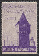Sibiu Nagyszeben Hermannstadt Bastion Tower Chimney Romania Transylvania 1936 Exhibition Cinderella Vignette Label - Transylvanie