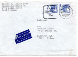 70162 - Bund - 1984 - 2@90Pfg B&S A LpBf BADEN-BADEN - ... -> Elmhurst, NY (USA) - Cartas & Documentos